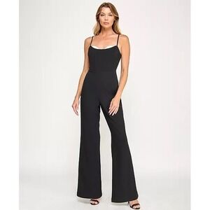 SENI & CADE Juniors' Scuba Crepe Contrast Peekaboo Jumpsuit Sz Large